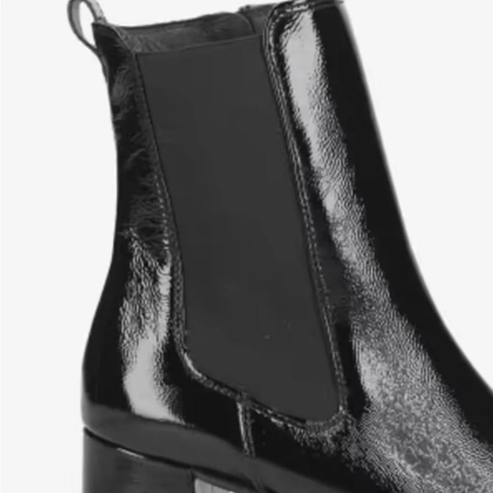 NEW paul green black crinkled patent leather ankle boots - Picture 2 of 8